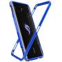 MME ASUS ROG 2 Phone Case Bumper Metal Luminescent Rubber Corner Shockproof Full Body Protection with Tempered Glass Screen Protector and Anti-Scratch Carbon Fiber Skin Back (Blue)