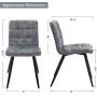 Duhome Dining Chairs Reception Chairs, Accent Living Room Chairs Fabric with Black Metal Legs for Living Room/Kitchen/Vanity Set of 4 Grey