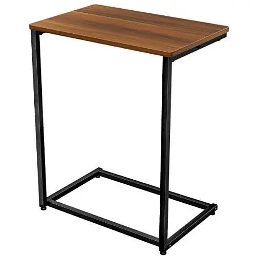 Homemaxs C Table Sofa Side Table, End Snack Table with Wood Finish and Metal Frame, Couch Tables That Slide Under for Living Room and Small Spaces-Easy Assembly Homemaxs C Table Sofa Side Table, End Snack Table with Wood Finish and Metal Frame, Couch Tables That Slide Under for Living Room and Small Spaces-Easy Assembly