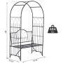 Outsunny Outdoor Garden Arbor Arch Steel Metal with Bench Seat - Black