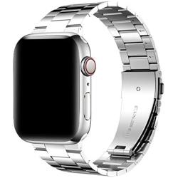 [Upgraded] Wolait Compatible with Apple Watch Band 40mm 38mm , Ultra Thin Solid Stainless Steel Band for Apple iWatch SE Series 6/5/4/3/2/1 Men Women -Silver