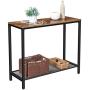 VASAGLE Console Table, Sofa Table, Entryway Table with Metal Mesh Shelf, 39.4 x 13.8 x 31.5 Inches, for Hallway, Entryway, Living Room, Industrial Rustic Brown ULNT86X