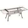 ColourTree Stainless Steel Portable Travel Folding Barbecue BBQ Charcoal Grill with Legs - Silver Chrome, Lightweight, Foldable - for Camping, Picnic, Outdoor - 32''L x 12W x 14''H, (Silver)