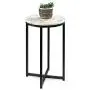 Best Choice Products 16in Side Table, Faux Marble Round End Table, Modern Small Accent Home Decor for Living Room, Dining Room, Tea, Coffee w/Metal Frame, Foot Caps, Designer - White/Matte Black
