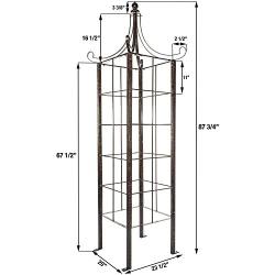 H Potter Trellis Obelisk for Climbing Plant Large Garden Wrought Iron Ornamental for Patio Deck