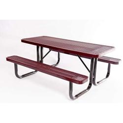 Coated Outdoor Furniture T6-BUR Rectangular Portable Picnic Table, 6 Feet, Burgundy