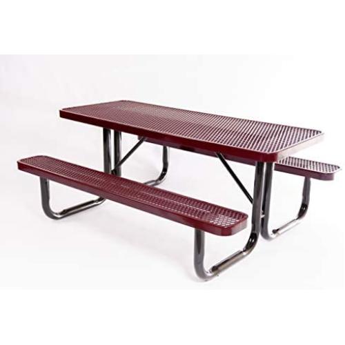 Coated Outdoor Furniture T6-BUR Rectangular Portable Picnic Table, 6 Feet, Burgundy