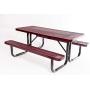 Coated Outdoor Furniture T6-BUR Rectangular Portable Picnic Table, 6 Feet, Burgundy