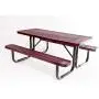 Coated Outdoor Furniture T6-BUR Rectangular Portable Picnic Table, 6 Feet, Burgundy