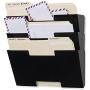 Wallniture Lisbon Wall File Holder Organizer for Office Organization and Storage, 3-Tier Mail and Magazine Holder Metal Black