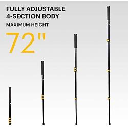 KODAK PhotoGear 72” Portable Monopod | 21”-72” Lightweight Aluminum Monopod | 4-Section Flip Lock Adjustment, Smartphone Adapter, Rubber Foot with Retractable Spike, Wrist Strap & Bonus E-Guide & Case