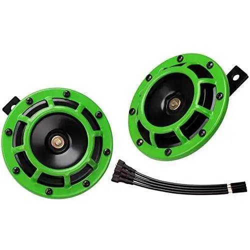 FARBIN Eletric Car Horn Super tone 12V High Tone/Low Tone Metal Twin Horn Kit with Protective Grill (green) FARBIN Eletric Car Horn Super tone 12V High Tone/Low Tone Metal Twin Horn Kit with Protective Grill (green)