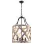Jiuzhuo Vintage Distressed White Carved Wood 4-Light Lantern Farmhouse Chandelier Lighting Hanging Ceiling Fixture in Rust