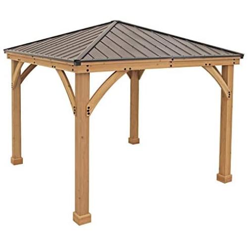 Yardistry 10 x 10 Wood Gazebo with Aluminum Roof Yardistry 10 x 10 Wood Gazebo with Aluminum Roof