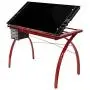 Futura Crafting, Drafting, Drawing Table with Adjustable Top, Red and Black Glass Futura Crafting, Drafting, Drawing Table with Adjustable Top, Red and Black Glass