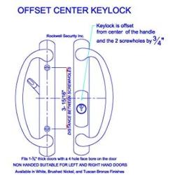 Rockwell Charlotte Offset Keylocking Sliding Door Handle with 3/4'' Offset Keylock in White only fits 1-3/4 inch Thick Doors with a 4 Hole bore on The face of The Door.