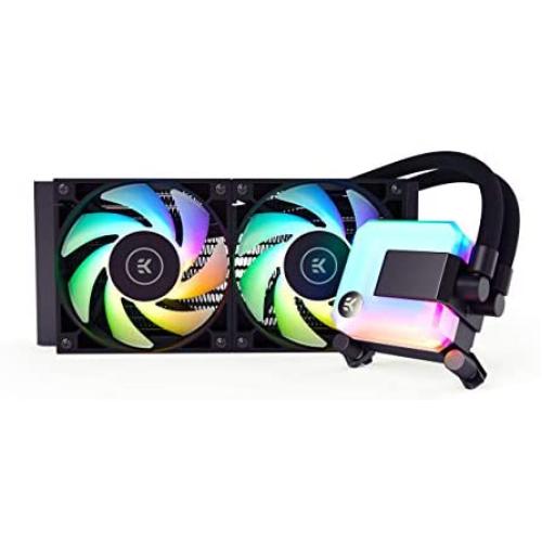 EK 240mm AIO D-RGB All-in-One Liquid CPU Cooler with EK-Vardar High-Performance PMW Fans, Water Cooling Computer Parts, 120mm Fan, Intel 115X/1200/2066, AMD AM4