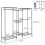 VIPEK 5 Tiers Wire Garment Rack Heavy Duty Clothes Rack Portable Clothes Wardrobe Compact Extra Large Armoire Storage Rack Metal Clothing Rack, 74.4''L x 17.7''W x 76.8''H, Max Load 595.35LBS, Black