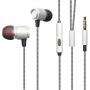 Hi-Fi Sound Earbuds Handsfree Earphones Mic Metal Headphones Headset In-Ear Wired 3.5mm [Silver] compatible with LG V20, V35, V40, G6, G7 ThinQ