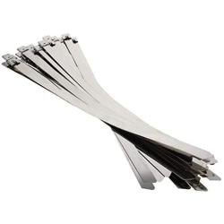 MroMax 14 Inches Stainless Steel Cable Zip Ties Multi-Purpose Metal Exhaust Wrap 30pcs