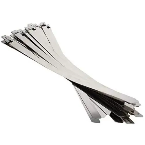 MroMax 14 Inches Stainless Steel Cable Zip Ties Multi-Purpose Metal Exhaust Wrap 30pcs