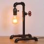 HAITRAL Retro Table Lamp, Industrial Steam Punk Lamp, Loft Style Rustic Bronze Metal Lighting, Pipe Desk Lamp for Bedside, Living Room, Office, Café, Store, Pub with Red Valve (Bulb Not Included)