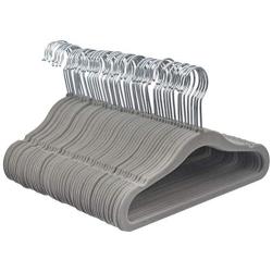 Amazon Basics Kids Velvet Non-Slip Clothes Hangers, Gray - Pack of 50