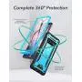 YOUMAKER Kickstand Case for Galaxy S10 Plus, Built-in Screen Protector Work with Fingerprint ID Full Body Heavy Duty Protection Shockproof Cover for Samsung Galaxy S10+ Plus 6.4 inch - Blue