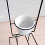 Indoor Metal Vertical Plant Stand with 3 White Ceramic Pots, Iron Flower Pot Holder Rack, Outdoor Decor, Potted Steel Planter Garden Container Display, 23 Bees
