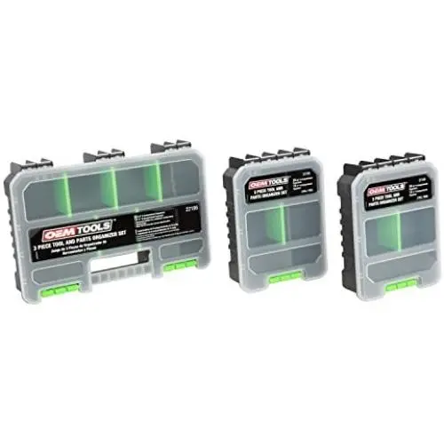 OEMTOOLS 22186 Tool and Parts Organizer Set, 3 Piece | Comes with an 11” Nine-Compartment Tool Tray & Two 5.5” Six-Compartment Trays | Removable Dividers Let You Customize Your Storage OEMTOOLS 22186 Tool and Parts Organizer Set, 3 Piece | Comes with an 11” Nine-Compartment Tool Tray & Two 5.5” Six-Compartment Trays | Removable Dividers Let You Customize Your Storage