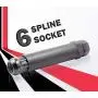 Wheel Accessories Parts Set of 20 1.38in Long Car Small Diameter Lug Nut Closed End Bulge Acorn 6 Spline with Key (1/2 UNF, Black)