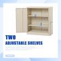 INTERGREAT Steel Storage Cabinet with Lock, Lockable Metal Storage Cabinet with 2 Doors Locking Counter Cabinet for Home Office (Grey)