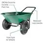 Marathon Yard Rover – 2 Tire Wheelbarrow Garden Cart - Green/Black