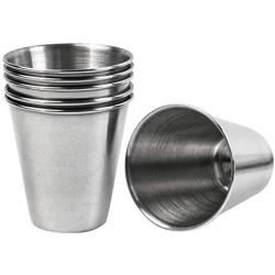 Framendino, 6 Pack Metal Shot Glasses Coffee Stainless Steel Vessel Drinking Tumbler Water Whisky Vodka 2 Ounce/70ml