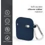 AirPods Case, GMYLE Silicone Protective Shockproof Case Cover Skins with Keychain Compatible with Apple AirPod 2 and 1, Navy Blue [Front LED Visible]