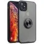 OiOMGin iPhone 11 Embedded 360 Ring Holder Case, Lens Hole Protection Case, Hard Semilucent Translucent Matte Skin Back Soft Rubber Side iPhone 11 6.1inch[Built-in Ring+Lens Hole Protection]-Black