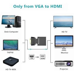 VGA to HDMI Adapter Converter with Audio,(PC VGA Source Output to TV/Monitor with HDMI Connector),FOINNEX Active Male VGA in Female HDMI 1080p Video Dongle adaptador for Computer,Laptop,Projector