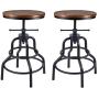 Topower American Antique Industrial Design Metal Adjustable Height Bar Stool Chair Kitchen Dining Breakfast Chair Natural Pinewood Industrial Style (Black 2pcs)