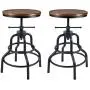 Topower American Antique Industrial Design Metal Adjustable Height Bar Stool Chair Kitchen Dining Breakfast Chair Natural Pinewood Industrial Style (Black 2pcs)