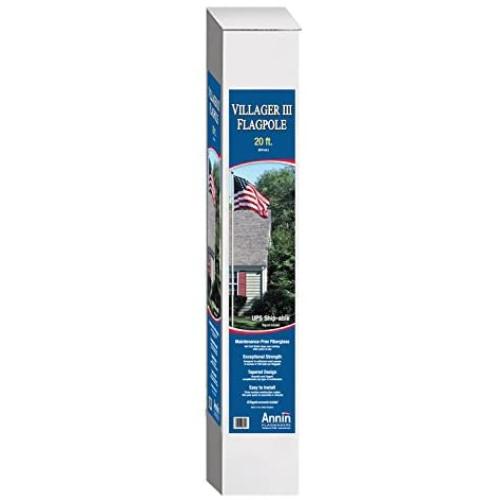 Fiberglass Flagpole 20 Ft. White Fiberglass 3 Section Flagpole has Exceptional Strength, Villager III Kit