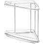 mDesign Metal 2-Tier Corner Storage Organizing Caddy Stand for Bathroom Vanity Countertops, Shelving or Under Sink - Free Standing, 2 Shelves, 2 Pack - Clear/Chrome