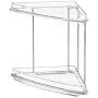 mDesign Metal 2-Tier Corner Storage Organizing Caddy Stand for Bathroom Vanity Countertops, Shelving or Under Sink - Free Standing, 2 Shelves, 2 Pack - Clear/Chrome