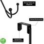 2Packs Over The Door Double Hanger Hooks,HFHOME Metal Twin Hooks Organizer for Hanging Coats, Hats, Robes, Towels- Black