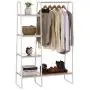 KINGSO Metal Garment Rack with Multi Wood Shelves, Multi-Functional Freestanding Storage Clothing Rack Easy Assembly, Heavy Duty Closet Organizer for Bedroom Entryway-White KINGSO Metal Garment Rack with Multi Wood Shelves, Multi-Functional Freestanding Storage Clothing Rack Easy Assembly, Heavy Duty Closet Organizer for Bedroom Entryway-White
