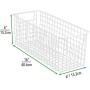 mDesign Narrow Farmhouse Decor Metal Wire Food Storage Organizer Bin Basket with Handles for Kitchen Cabinets, Pantry, Bathroom, Laundry Room, Closets, Garage - 16'' x 6'' x 6'' - 2 Pack - Matte White