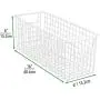 mDesign Narrow Farmhouse Decor Metal Wire Food Storage Organizer Bin Basket with Handles for Kitchen Cabinets, Pantry, Bathroom, Laundry Room, Closets, Garage - 16'' x 6'' x 6'' - 2 Pack - Matte White