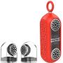 KNZ GoDuo Portable Bluetooth Speakers with Magnetic Connectable Base, L/R True Stereo Sound and Bass, Water and Shock Resistant, 18 hr playtime, Built-in Mic, Protective Carrying Case Included (Red)