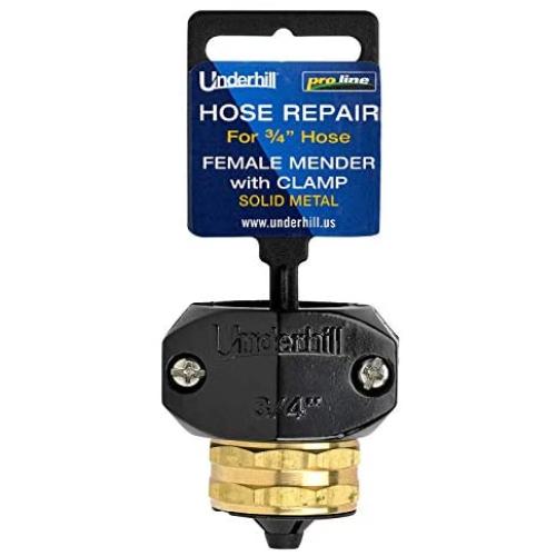 Underhill Metal Garden Hose Repair Super Heavy Duty Brass Menders with Zinc Clamp - HR-75F - 3/4'' Clamp with Female Mender