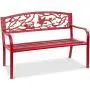 Best Choice Products Outdoor 50in Steel Park Bench Porch Chair Yard Furniture w/Pastoral Bird Design Backrest, Slatted Seat - Red Best Choice Products Outdoor 50in Steel Park Bench Porch Chair Yard Furniture w/Pastoral Bird Design Backrest, Slatted Seat - Red