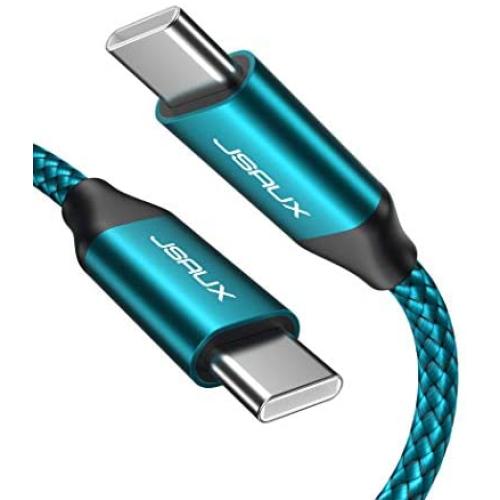 USB C to USB C 60W Cable, JSAUX 3-Pack [10ft+6.6ft+3.3ft] USB Type C Charger Cord Compatible with Samsung Galaxy S20+ Note 20 Ultra Note 10+, iPad Pro 2020/2018, Pixel 2/3/3a/4 XL, etc-Green